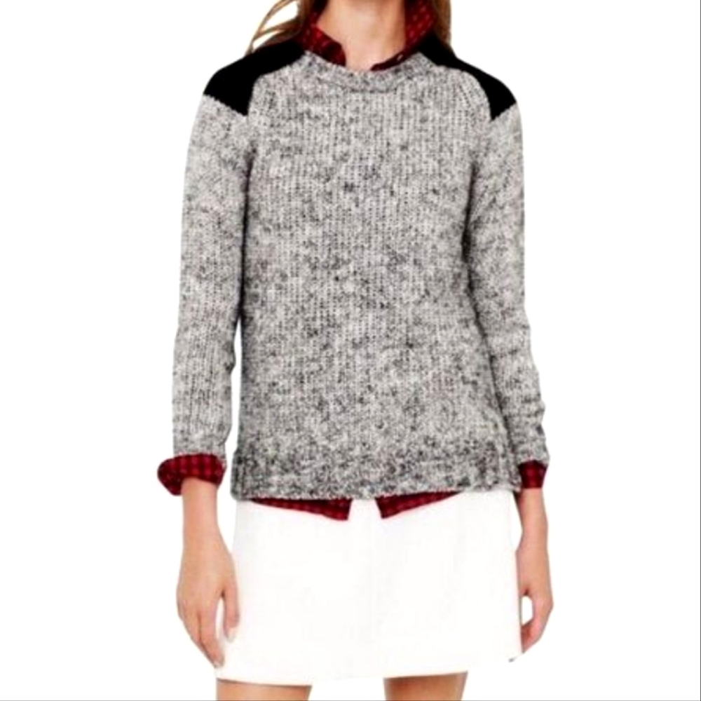 J.Crew Marled Shoulder Patch Sweater - image 1